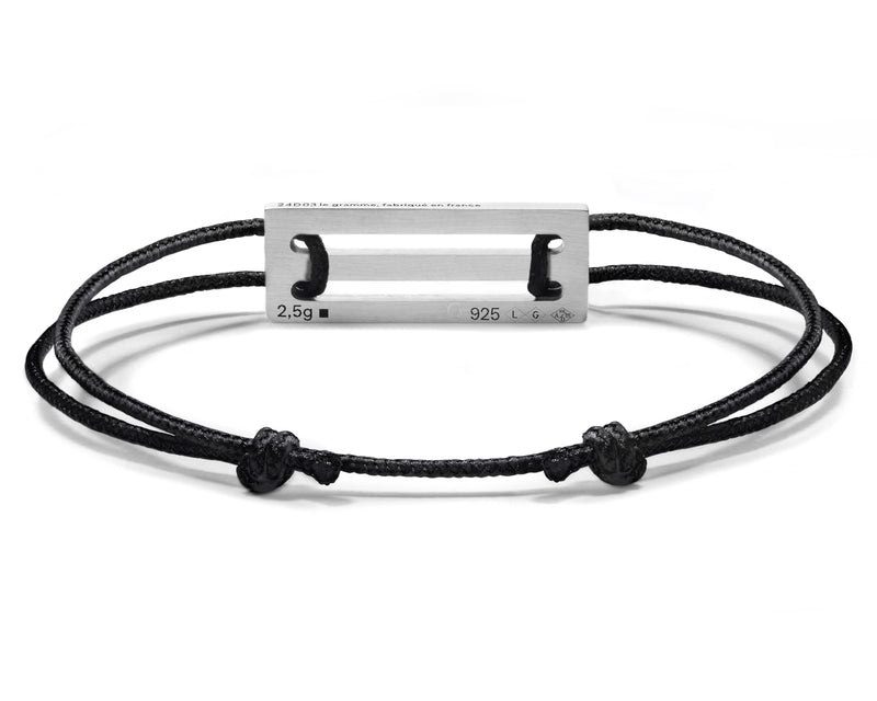 perforated black cord bracelet le 2.5g