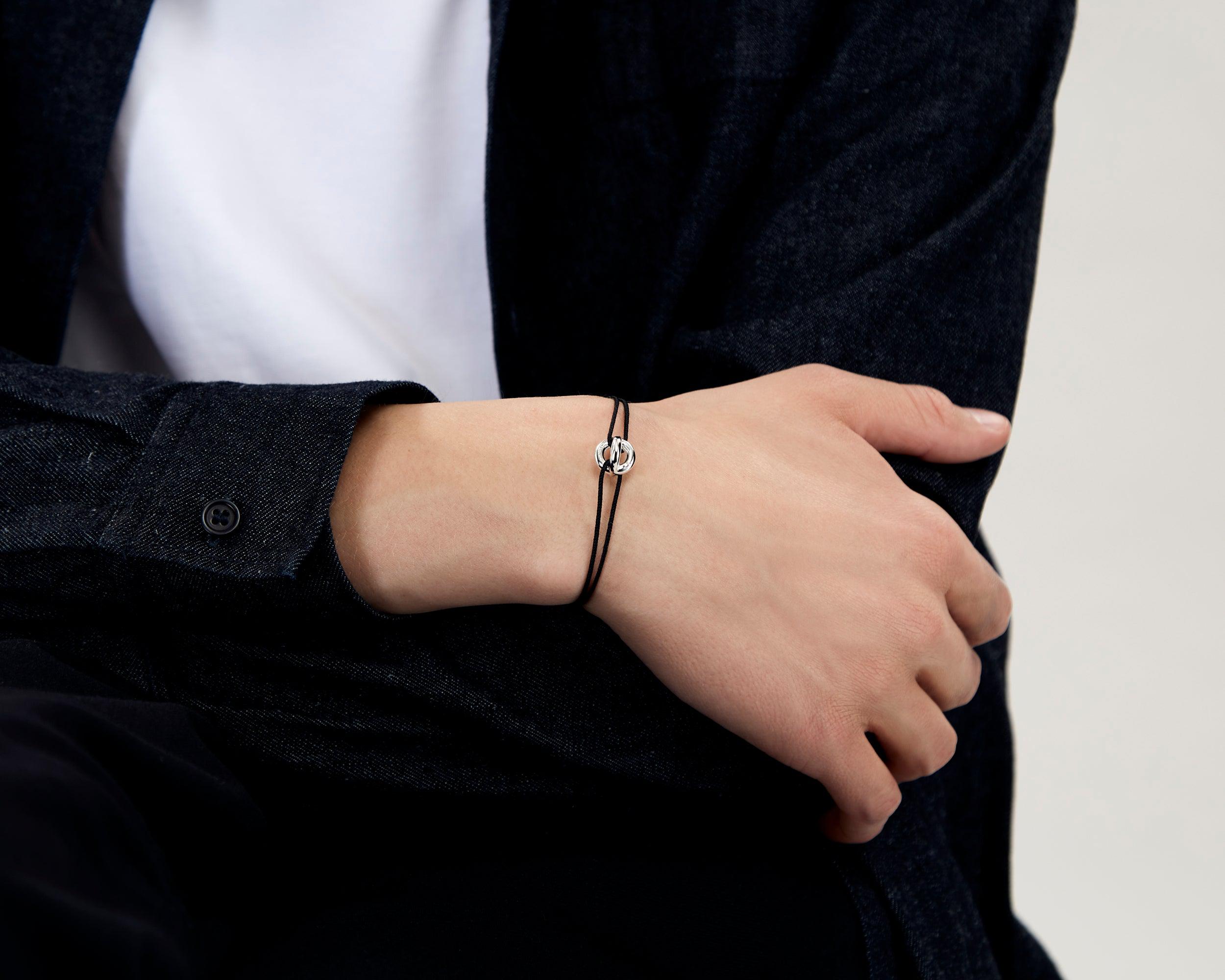 bracelet cordon entrelacs noir le 3g