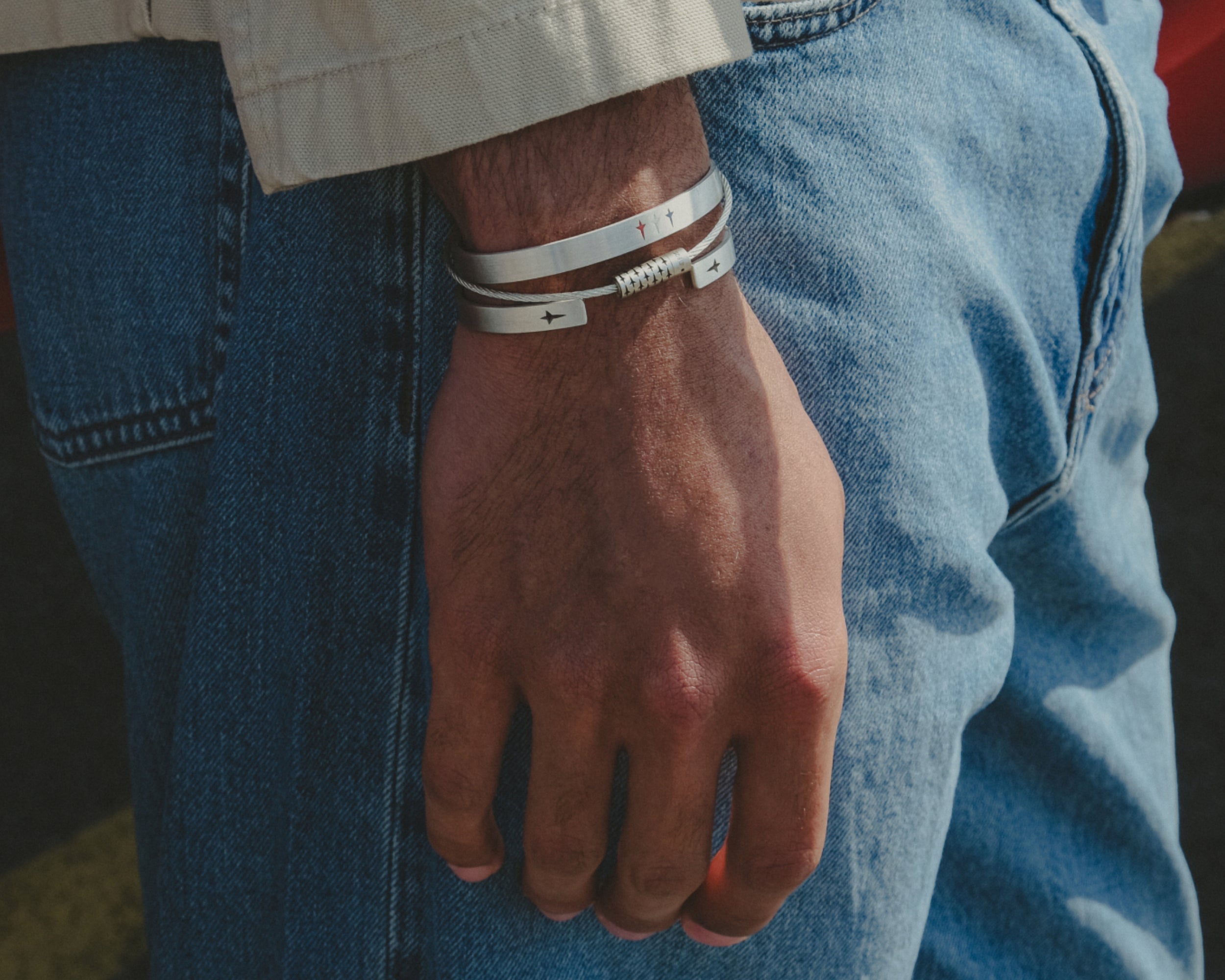 perforated ribbon bracelet le 21g le gramme x La Patrouille de France