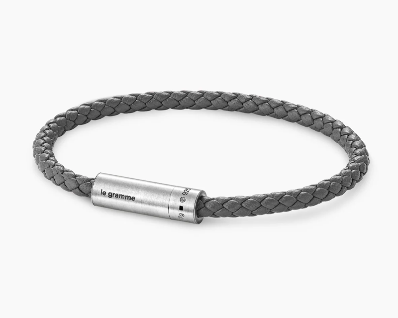 anthracite leather cable bracelet le 7g