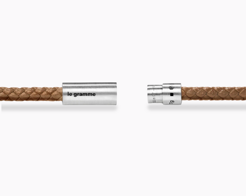 bracelet câble cuir camel le 7g