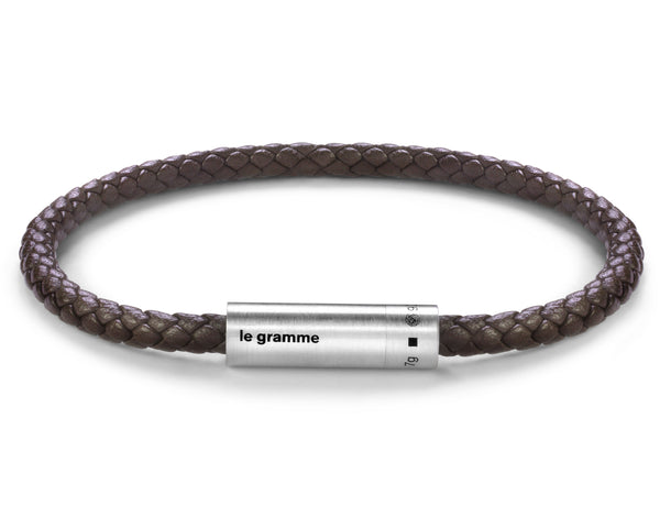 bracelet câble cuir marron le 7g