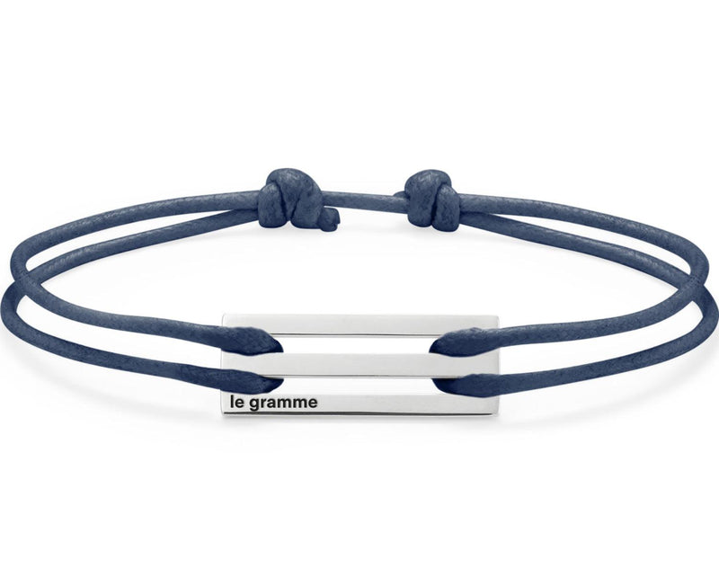 perforated gray blue cord bracelet le 2.5g